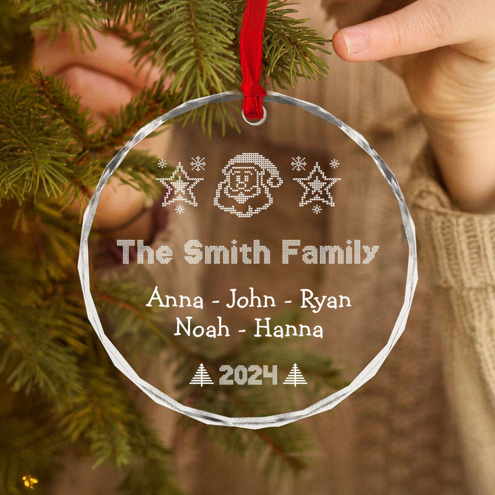 Personalized Santa Family Glass Christmas Ornament with Dog Names 2026, Christmas Gift - image 3