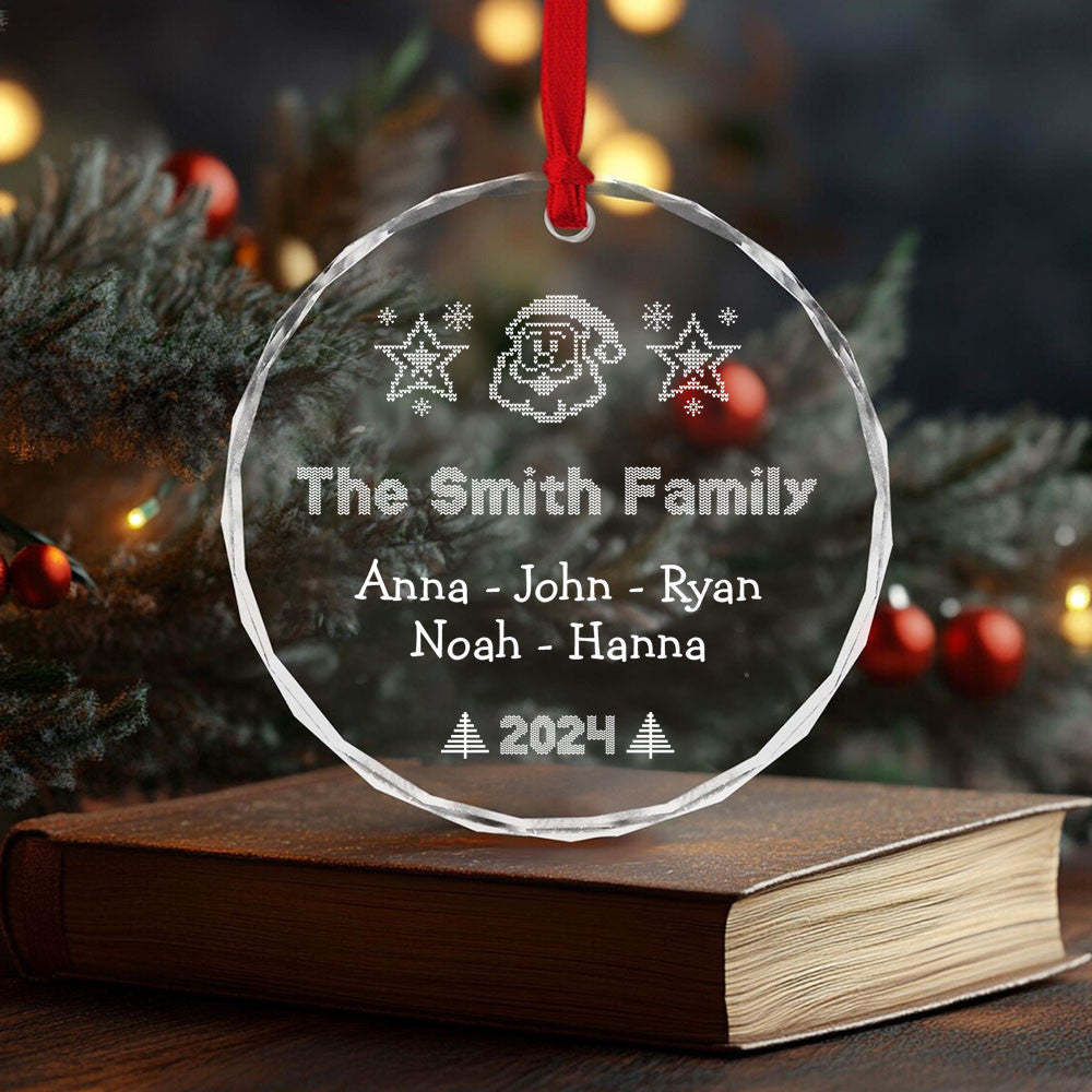 Personalized Santa Family Glass Christmas Ornament with Dog Names 2026, Christmas Gift - image 4
