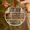 Personalized Ugly Sweater Family Name Glass Christmas Ornament with Pet's Name, Christmas Gift