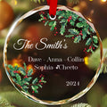 Personalized Family Christmas Tree Glass Ornament 2026, Family Holiday Keepsake