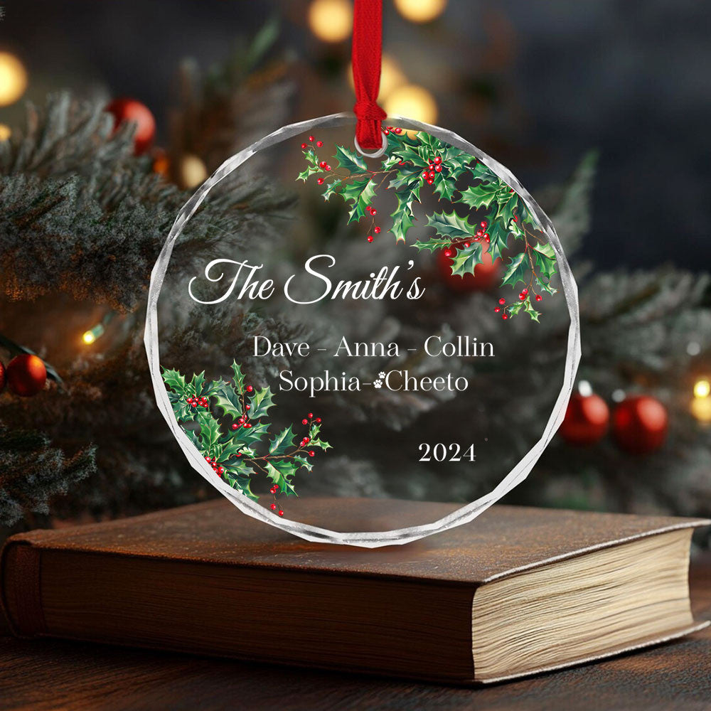 Personalized Family Christmas Tree Glass Ornament 2026, Family Holiday Keepsake - image 6