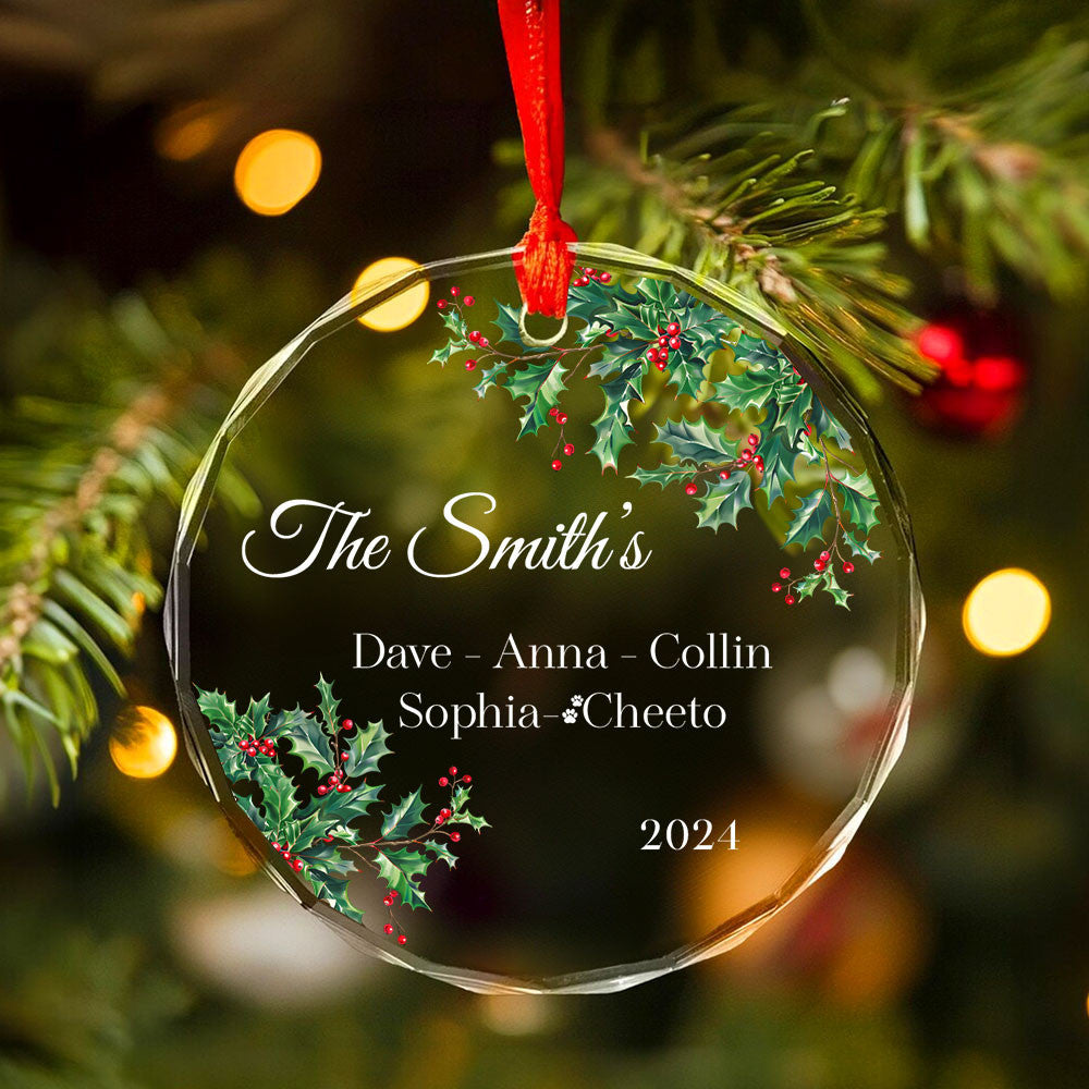 Personalized Family Christmas Tree Glass Ornament 2026, Family Holiday Keepsake - image 7