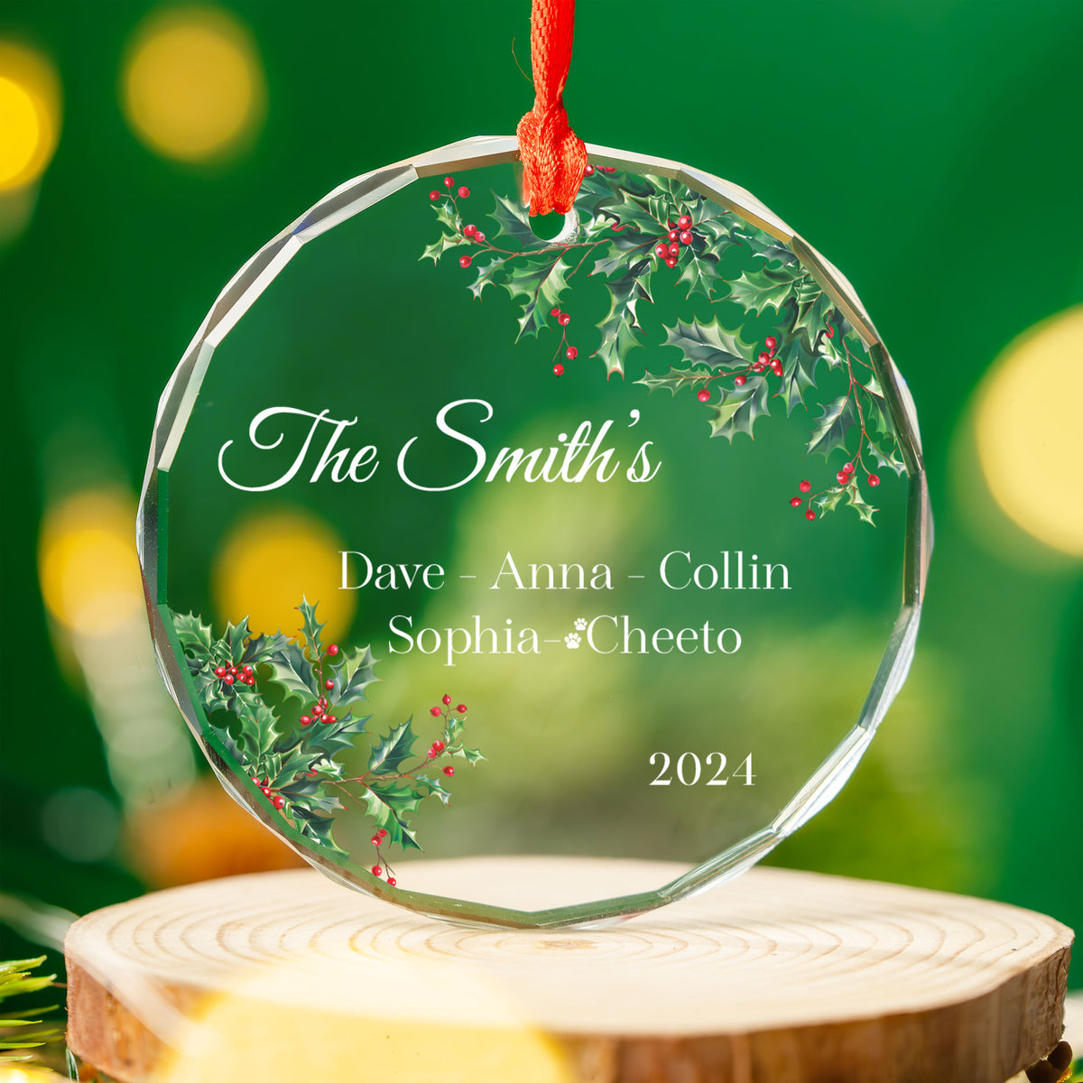 Personalized Family Christmas Tree Glass Ornament 2026, Family Holiday Keepsake - image 8
