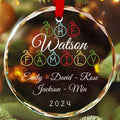 Personalized Family of 5 Glass Christmas Ornament, Family Names Gift