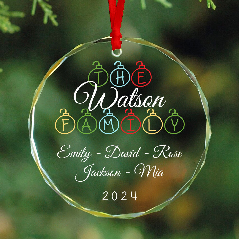 Personalized Family of 5 Glass Christmas Ornament, Family Names Gift - image 2