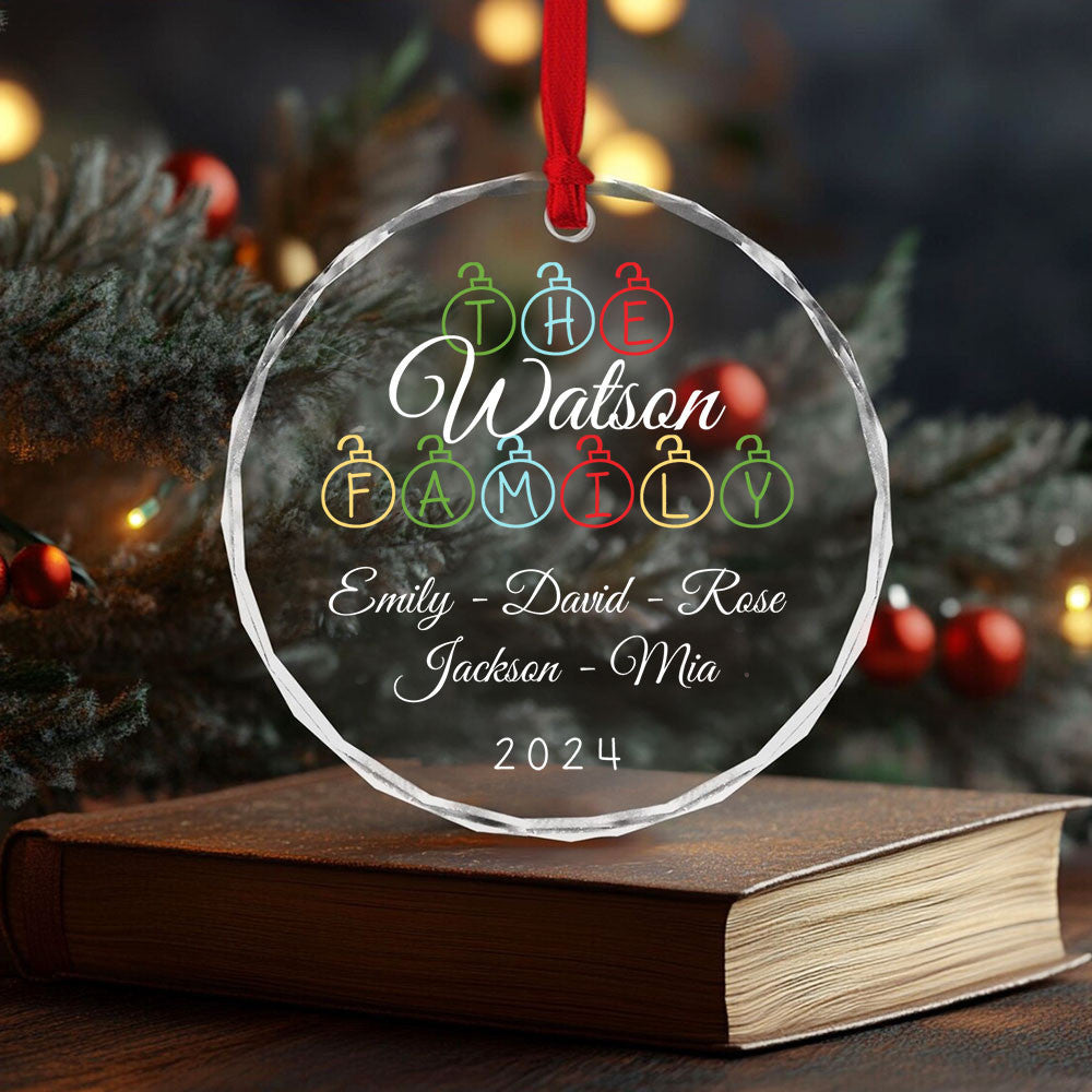 Personalized Family of 5 Glass Christmas Ornament, Family Names Gift - image 5