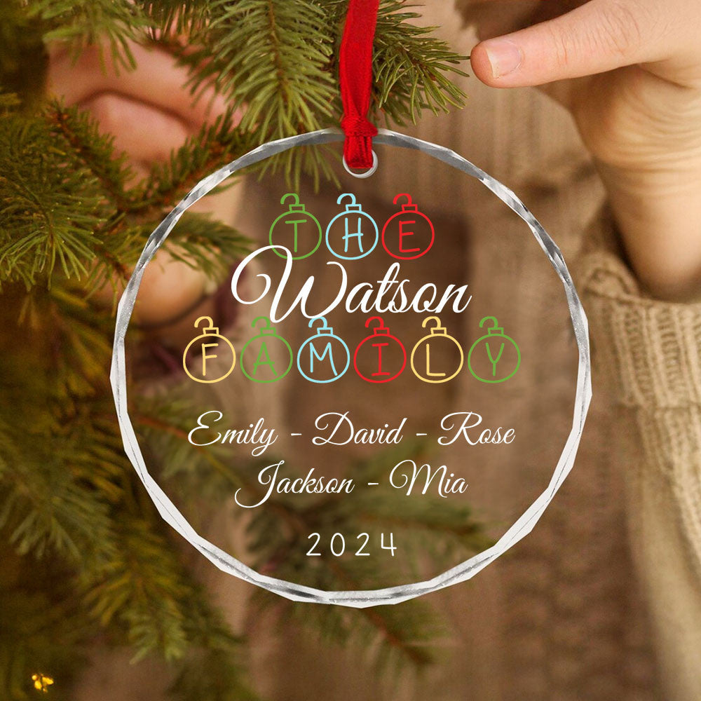 Personalized Family of 5 Glass Christmas Ornament, Family Names Gift - image 7