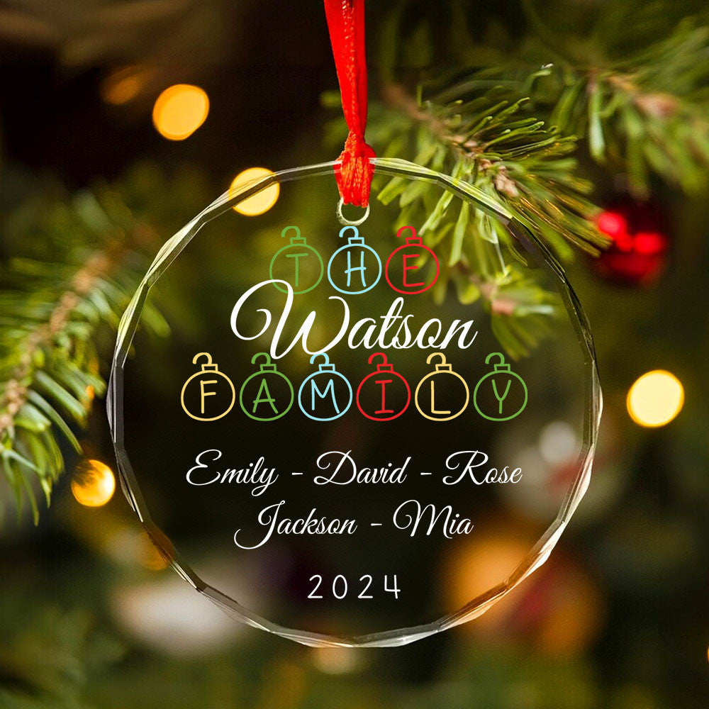 Personalized Family of 5 Glass Christmas Ornament, Family Names Gift - image 3