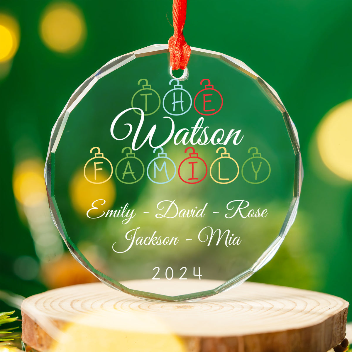 Personalized Family of 5 Glass Christmas Ornament, Family Names Gift - image 8