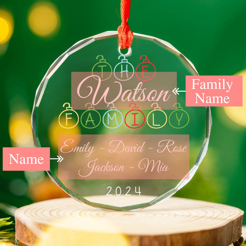 Personalized Family of 5 Glass Christmas Ornament, Family Names Gift - image 4