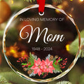 Personalized Mom Memorial Glass Christmas Ornament, Loss of Mother Condolence Gift