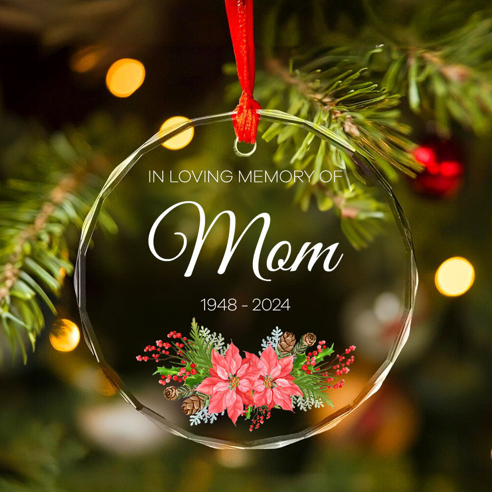 Personalized Mom Memorial Glass Christmas Ornament, Loss of Mother Condolence Gift - image 2