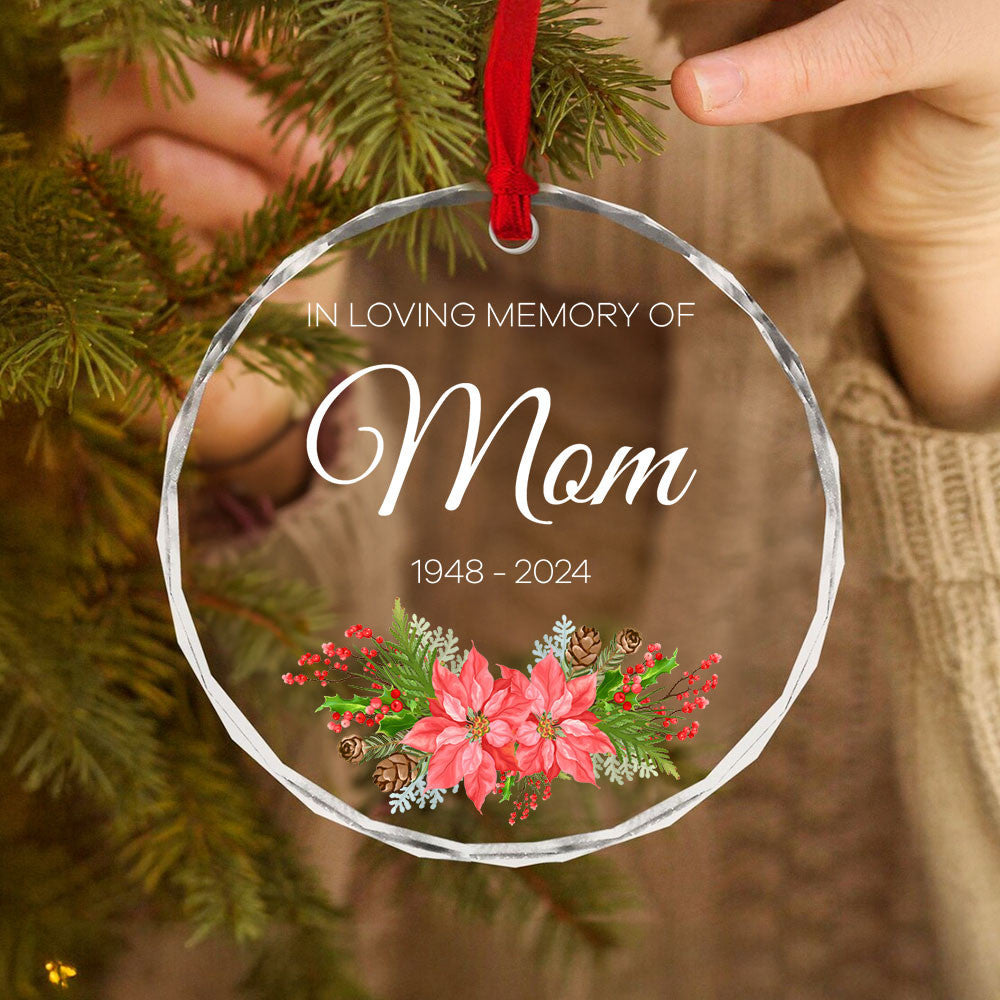 Personalized Mom Memorial Glass Christmas Ornament, Loss of Mother Condolence Gift - image 3