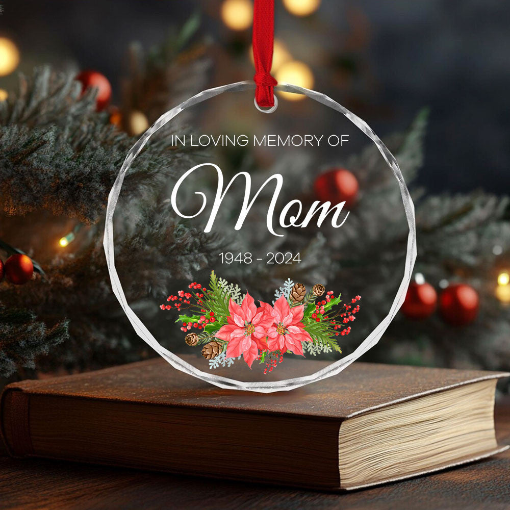 Personalized Mom Memorial Glass Christmas Ornament, Loss of Mother Condolence Gift - image 4
