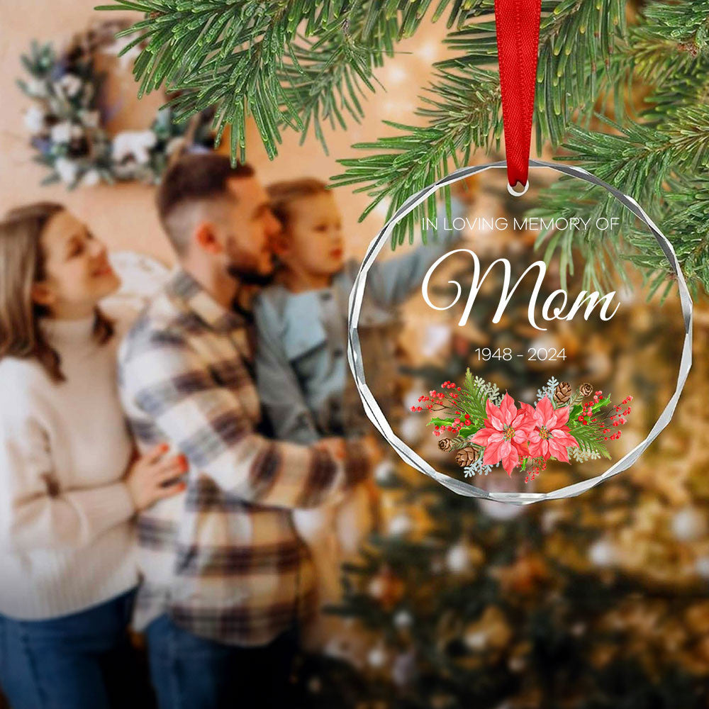 Personalized Mom Memorial Glass Christmas Ornament, Loss of Mother Condolence Gift - image 6