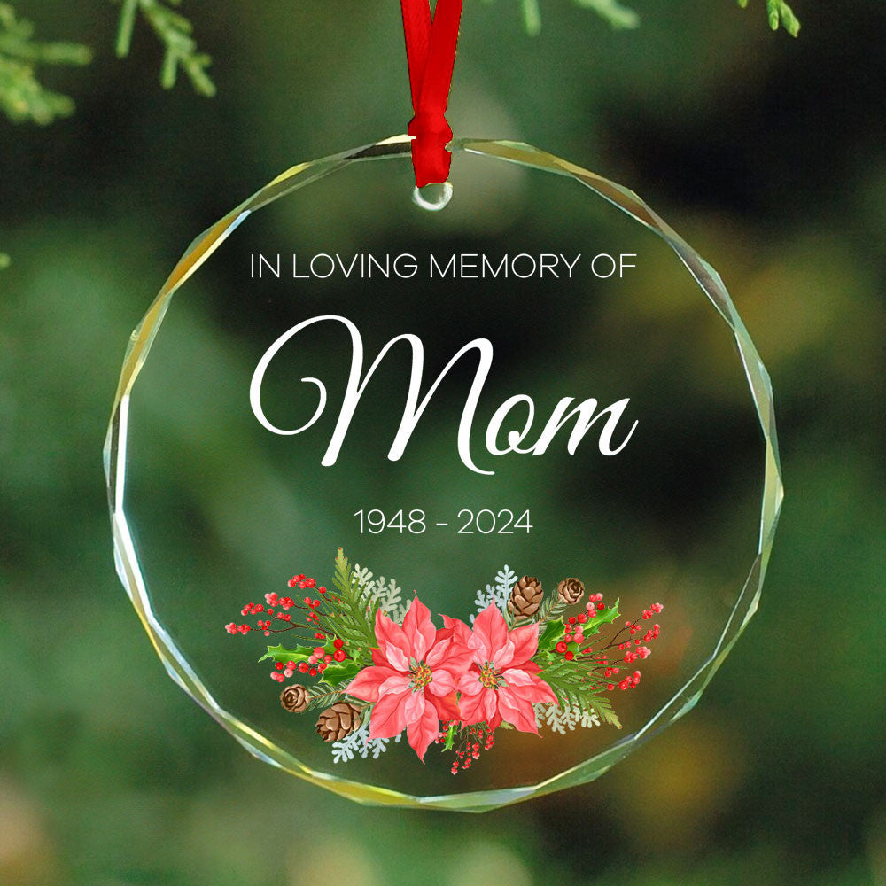 Personalized Mom Memorial Glass Christmas Ornament, Loss of Mother Condolence Gift - image 7