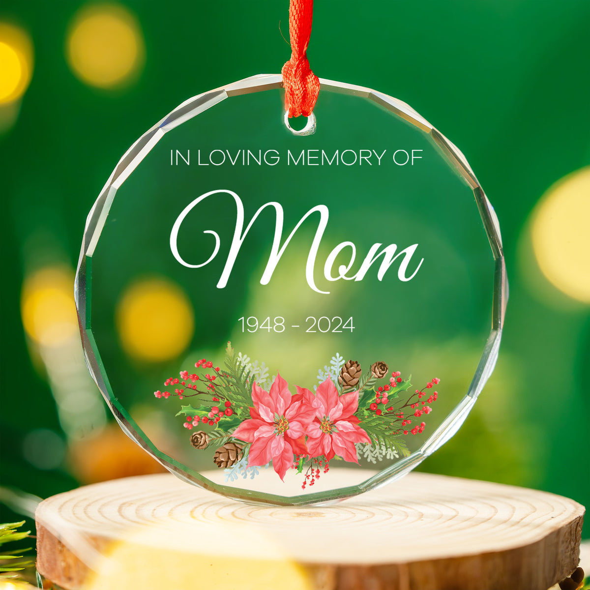Personalized Mom Memorial Glass Christmas Ornament, Loss of Mother Condolence Gift - image 8