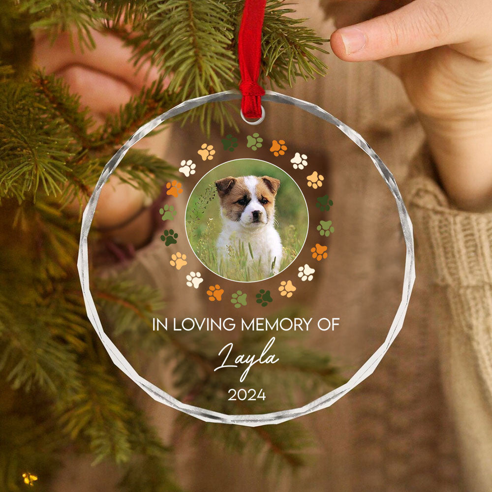 Personalized Dog Memorial Glass Christmas Ornament, In Loving Memory of Dog Gift - image 4