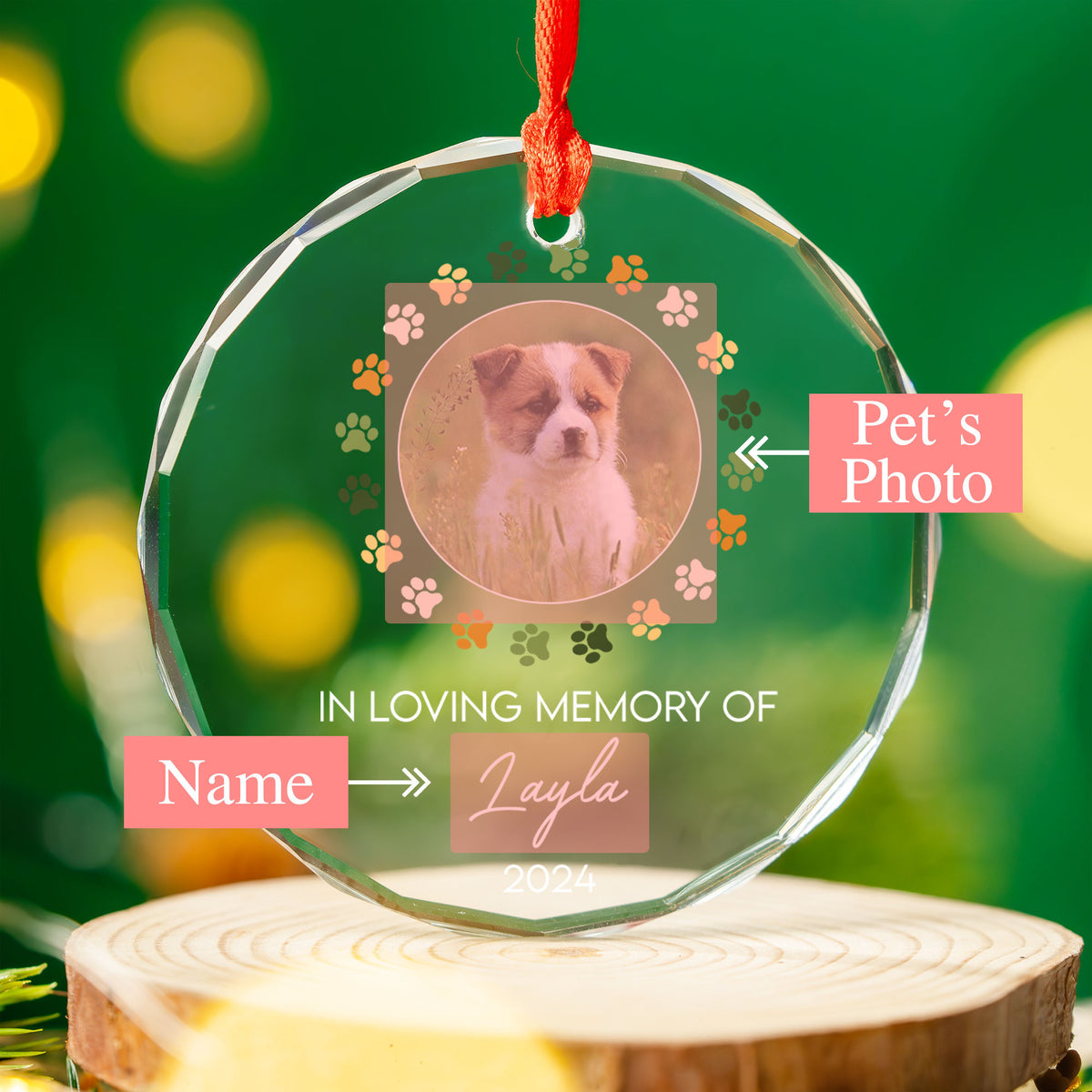 Personalized Dog Memorial Glass Christmas Ornament, In Loving Memory of Dog Gift - image 5
