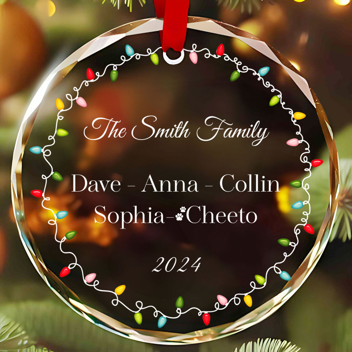 Personalized Family Glass Christmas Ornament, Gift for Grandparents