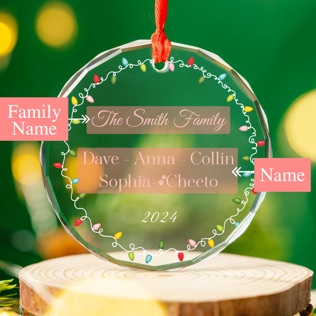 Personalized Family Glass Christmas Ornament, Gift for Grandparents - image 5