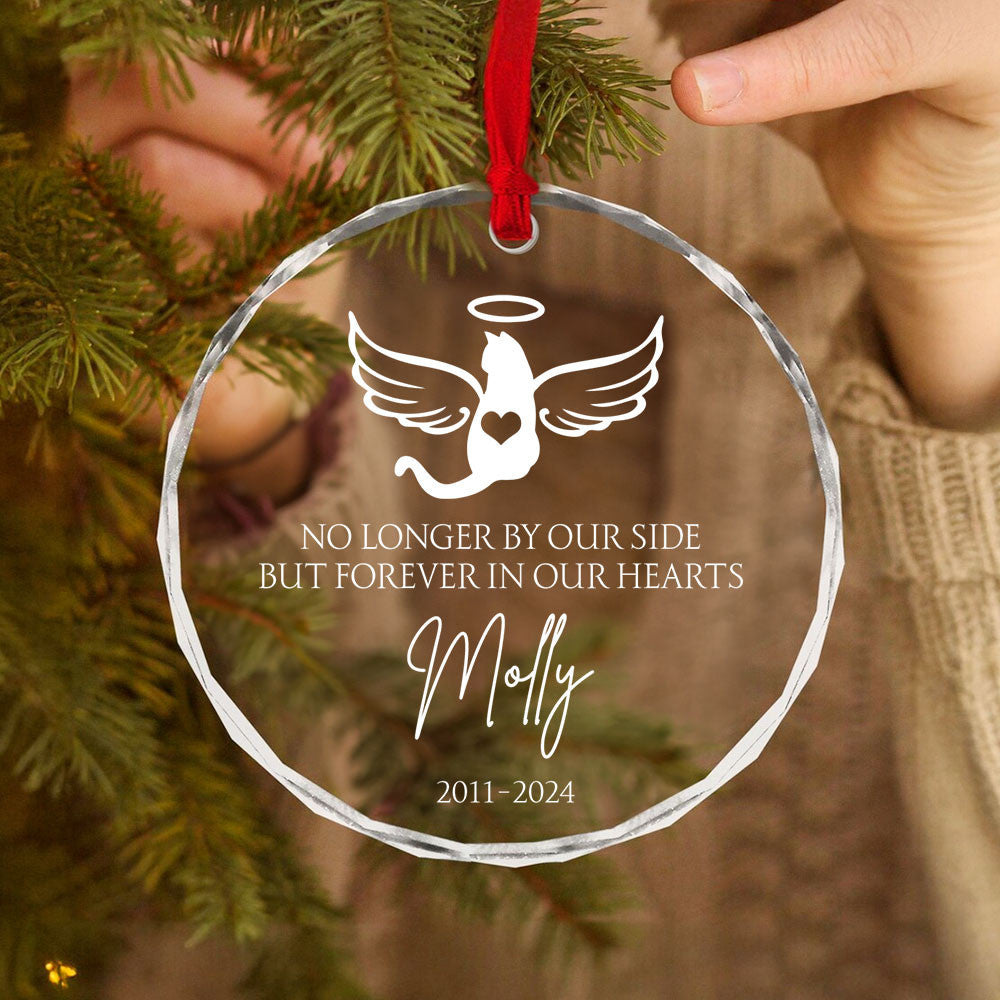Personalized Cat Memorial Glass Christmas Ornament, Cat with Wings Loss of Cat Gift - image 6