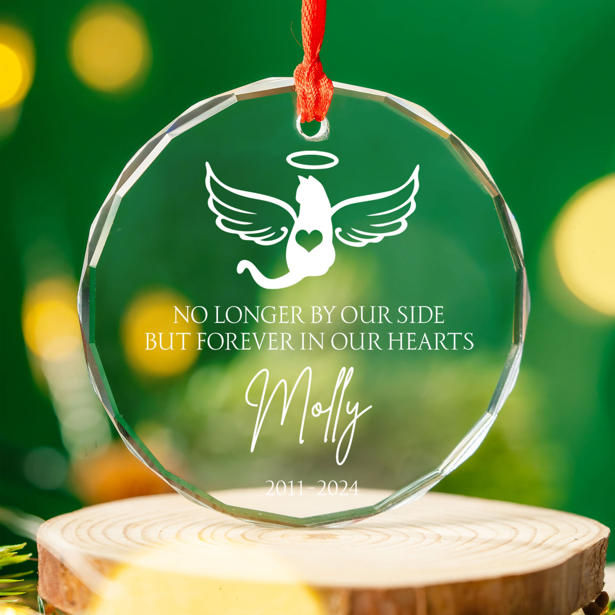 Personalized Cat Memorial Glass Christmas Ornament, Cat with Wings Loss of Cat Gift - image 7