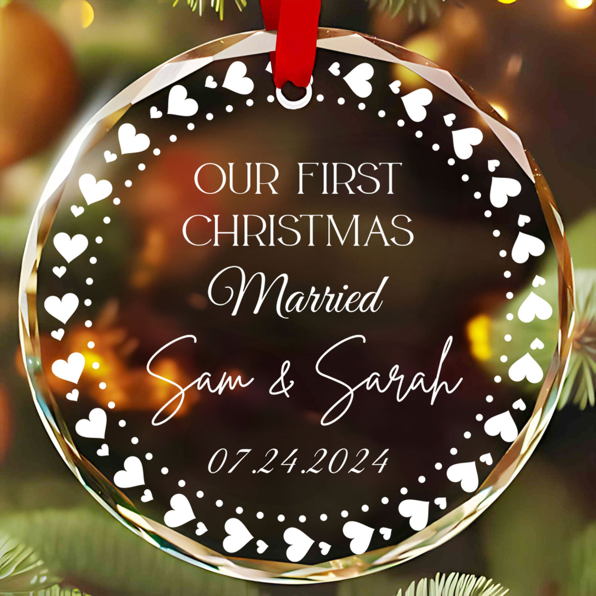 Personalized 1st Christmas as Married Glass Ornament, Christmas Tree Wedding Gift
