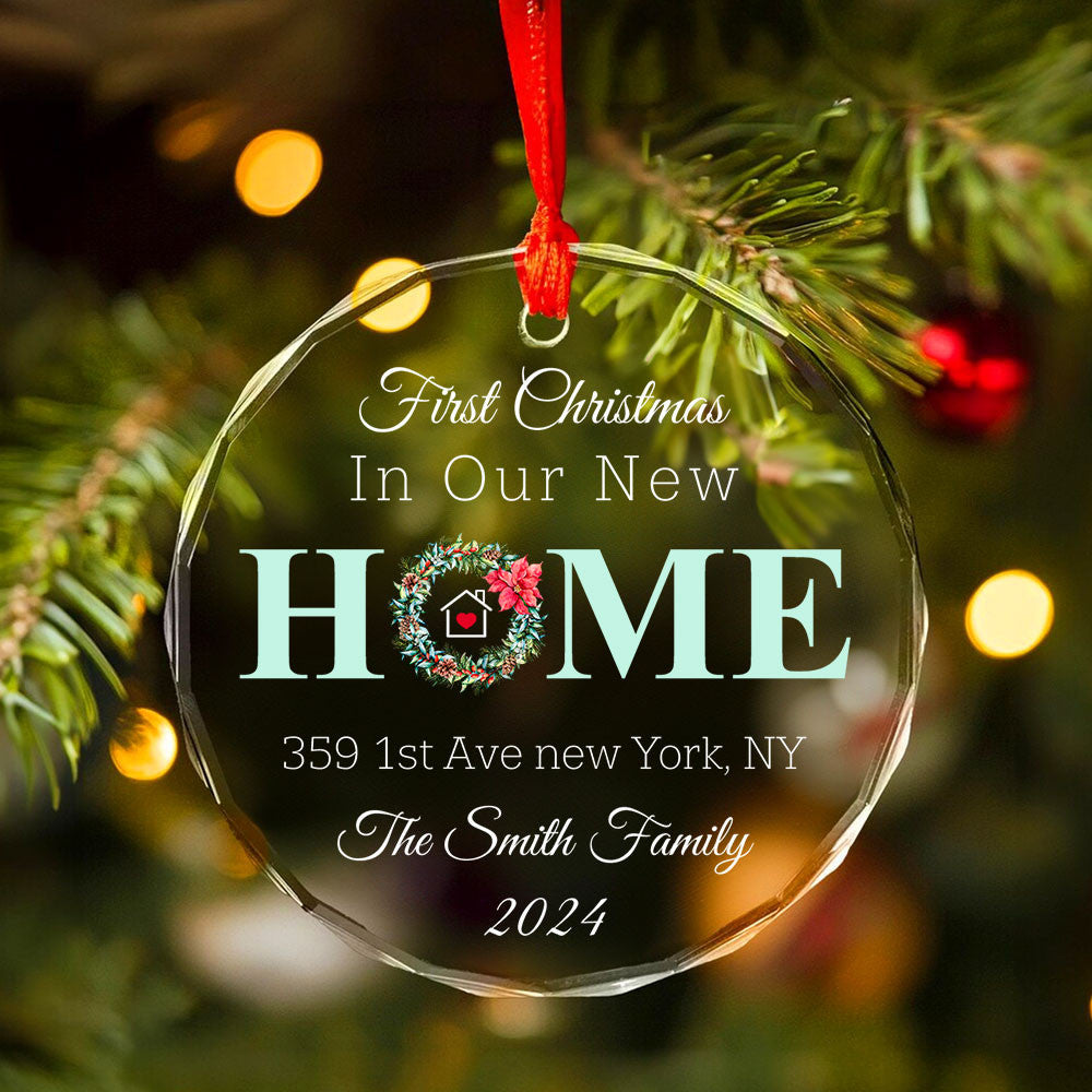 Personalized New House Address Glass Christmas Ornament, Housewarming Gift - image 2
