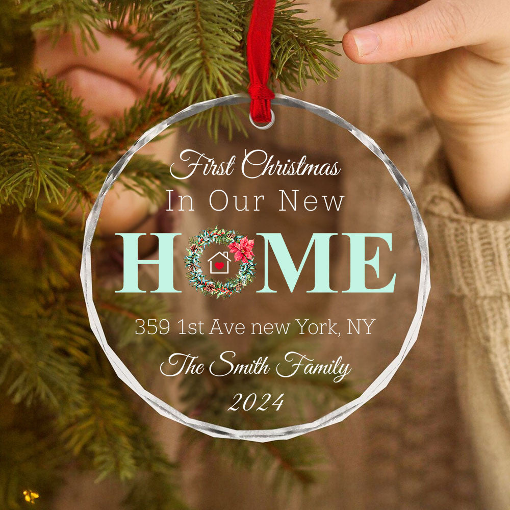 Personalized New House Address Glass Christmas Ornament, Housewarming Gift - image 3
