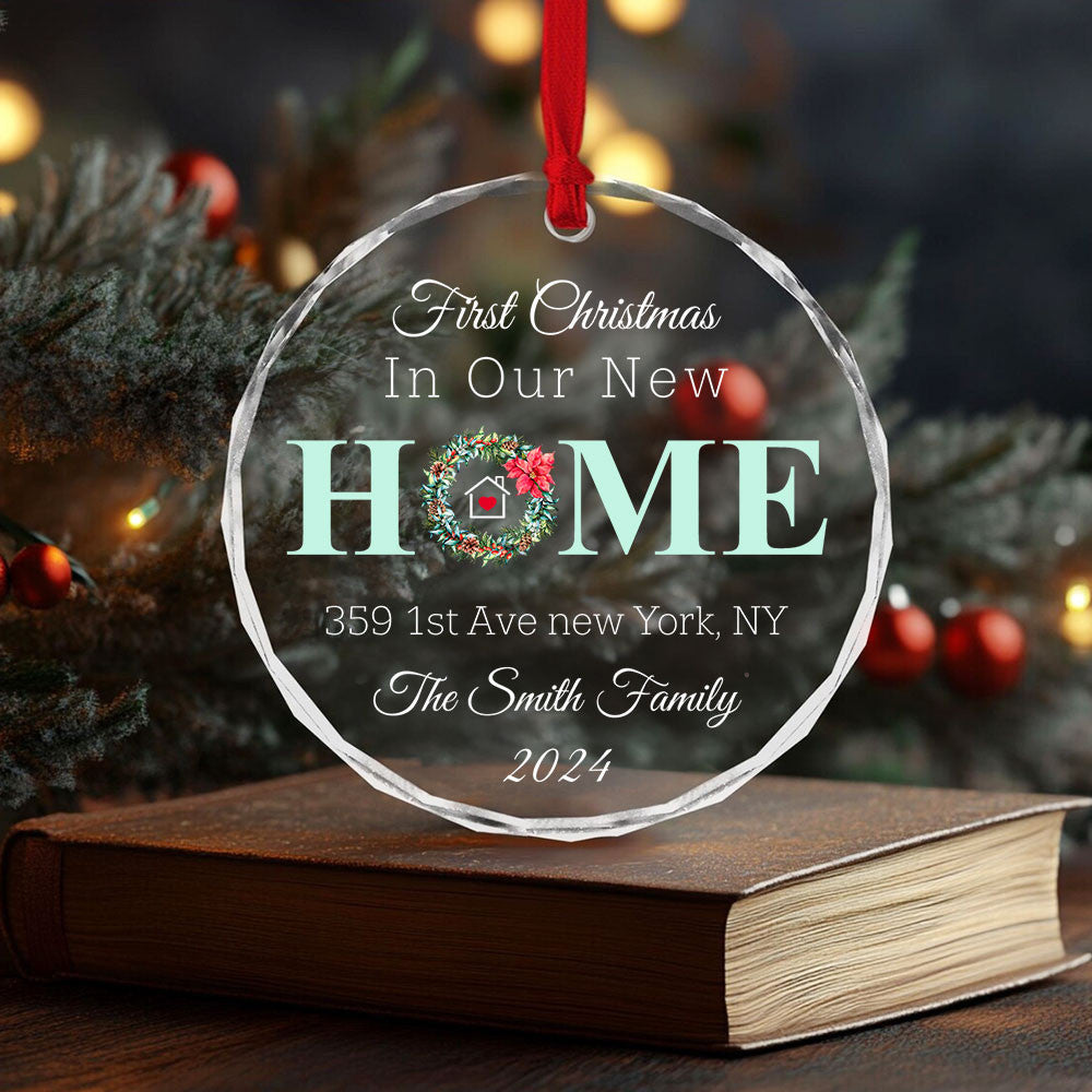 Personalized New House Address Glass Christmas Ornament, Housewarming Gift - image 4