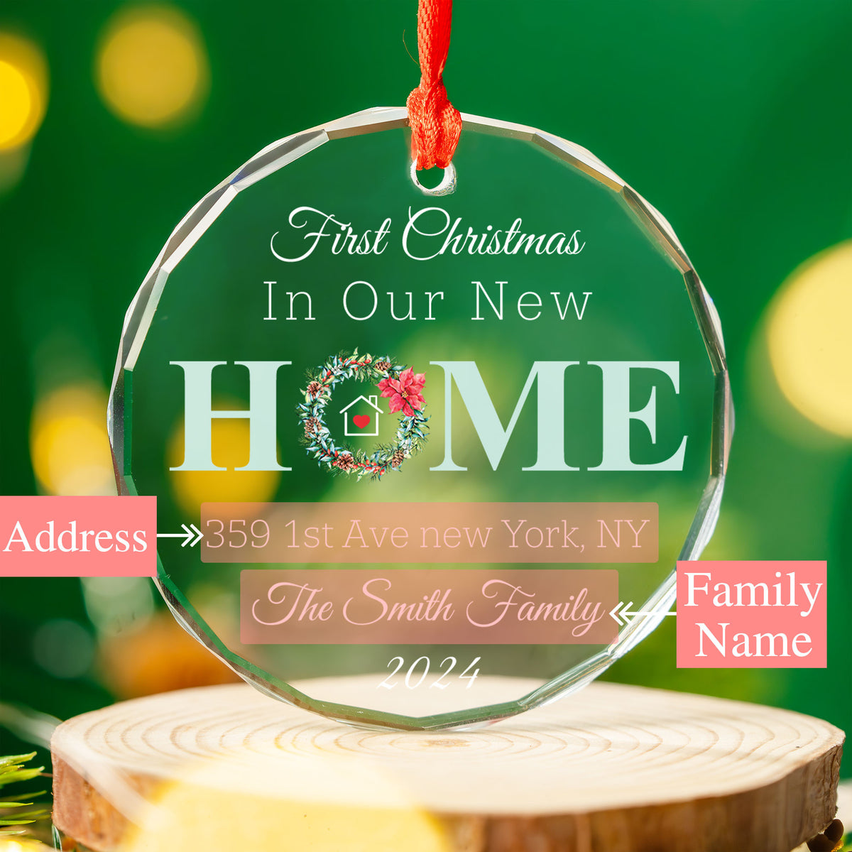 Personalized New House Address Glass Christmas Ornament, Housewarming Gift - image 5