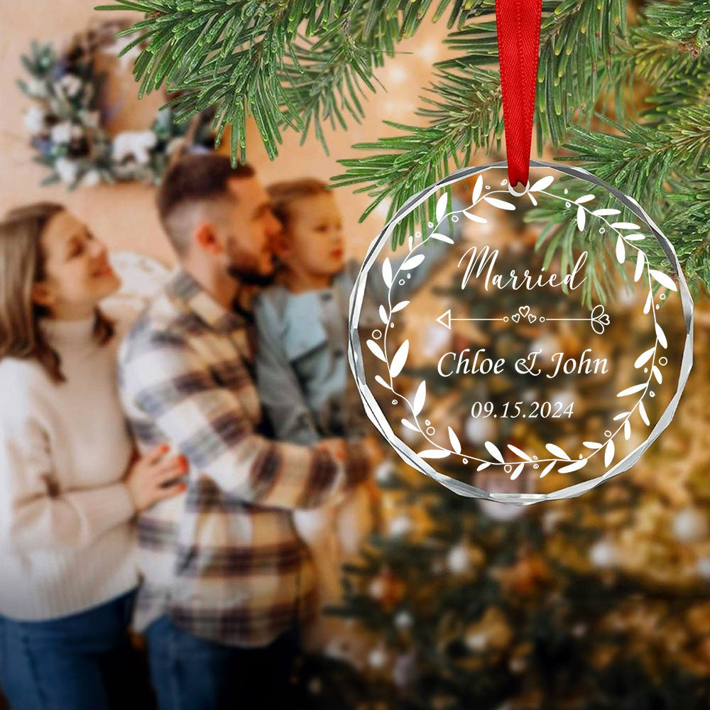 Personalized Newlywed Glass Christmas Ornament, Wedding Gift for Bride and Groom - image 6