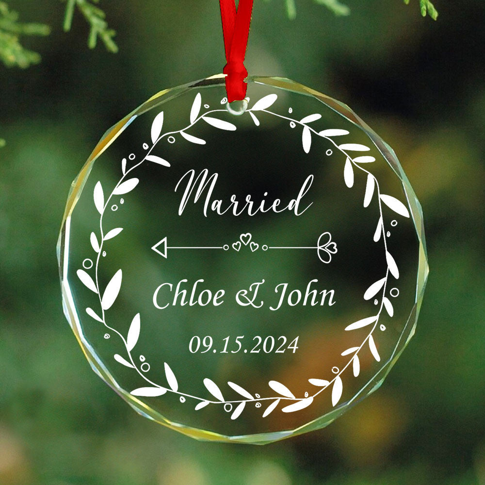 Personalized Newlywed Glass Christmas Ornament, Wedding Gift for Bride and Groom - image 7