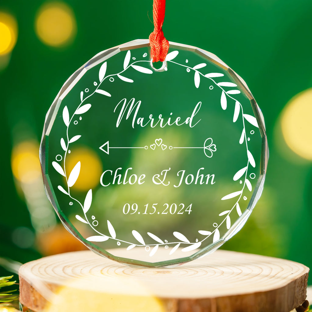 Personalized Newlywed Glass Christmas Ornament, Wedding Gift for Bride and Groom - image 8