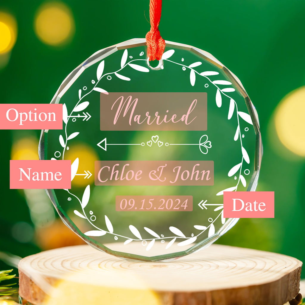 Personalized Newlywed Glass Christmas Ornament, Wedding Gift for Bride and Groom - image 5