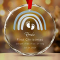 Personalized Rainbow Baby Boy Info Glass Christmas Ornament, Newborn Gift
