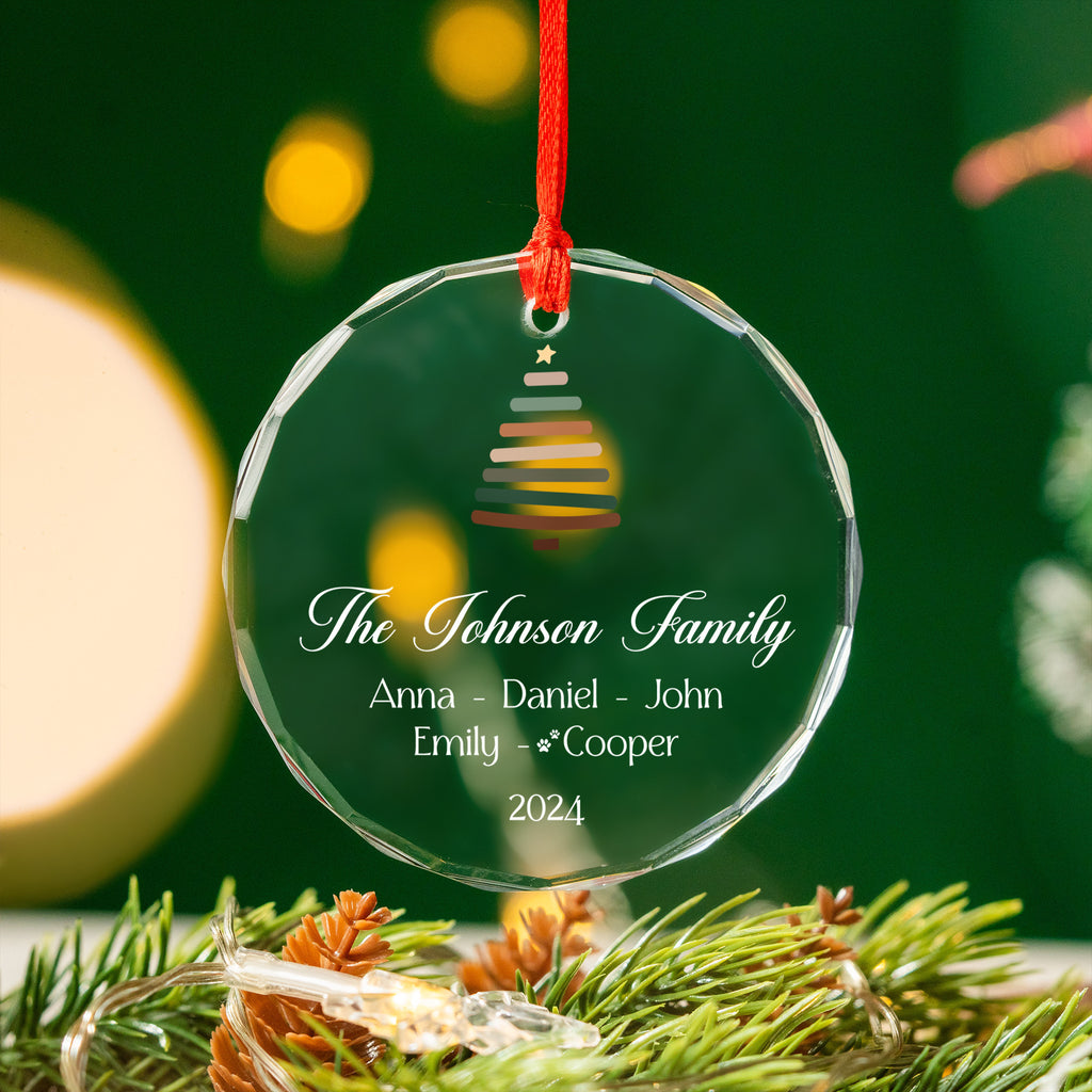 Personalized Family Name Glass Christmas Ornament with Pet Names, Christmas Family Keepsake - image 3