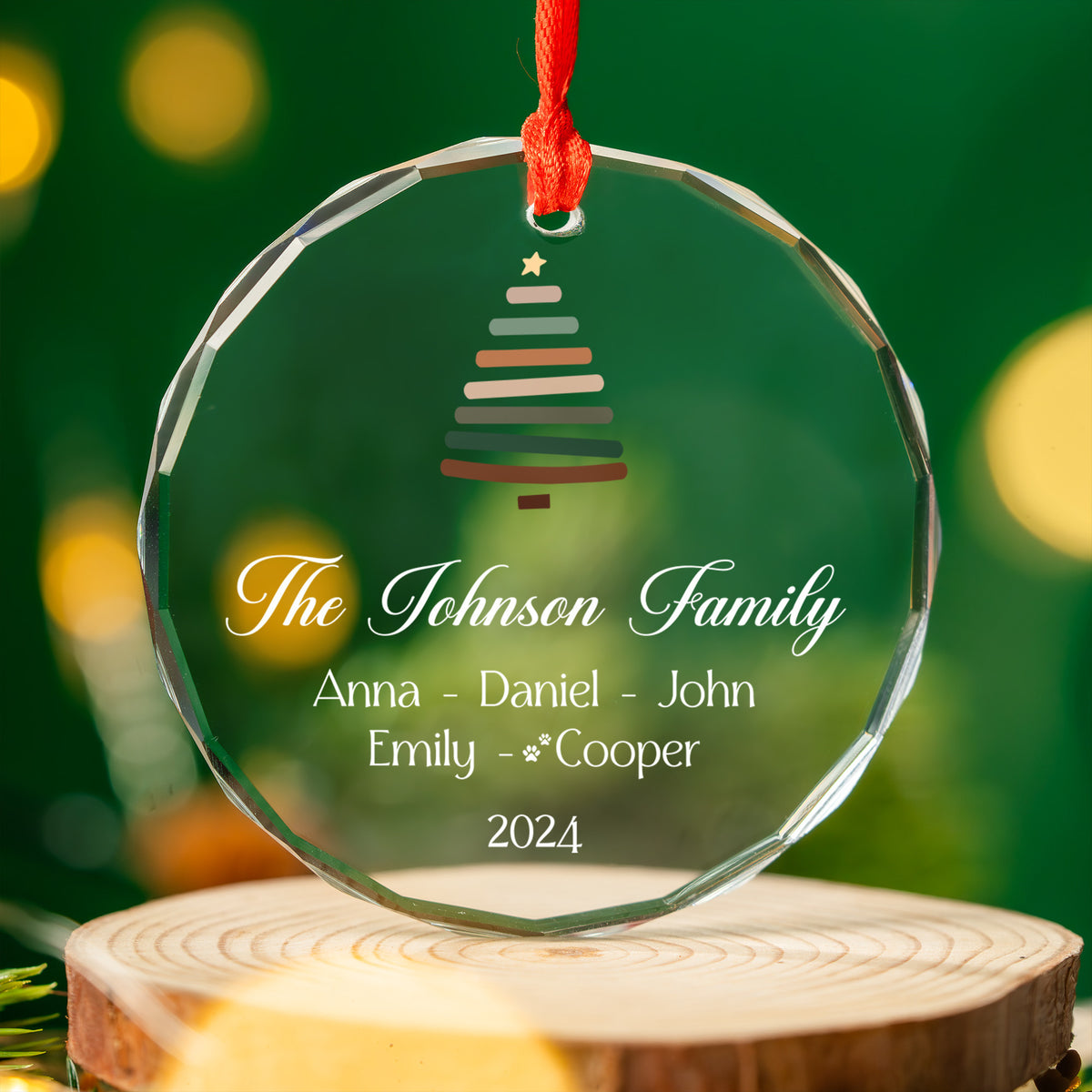 Personalized Family Name Glass Christmas Ornament with Pet Names, Christmas Family Keepsake - image 4