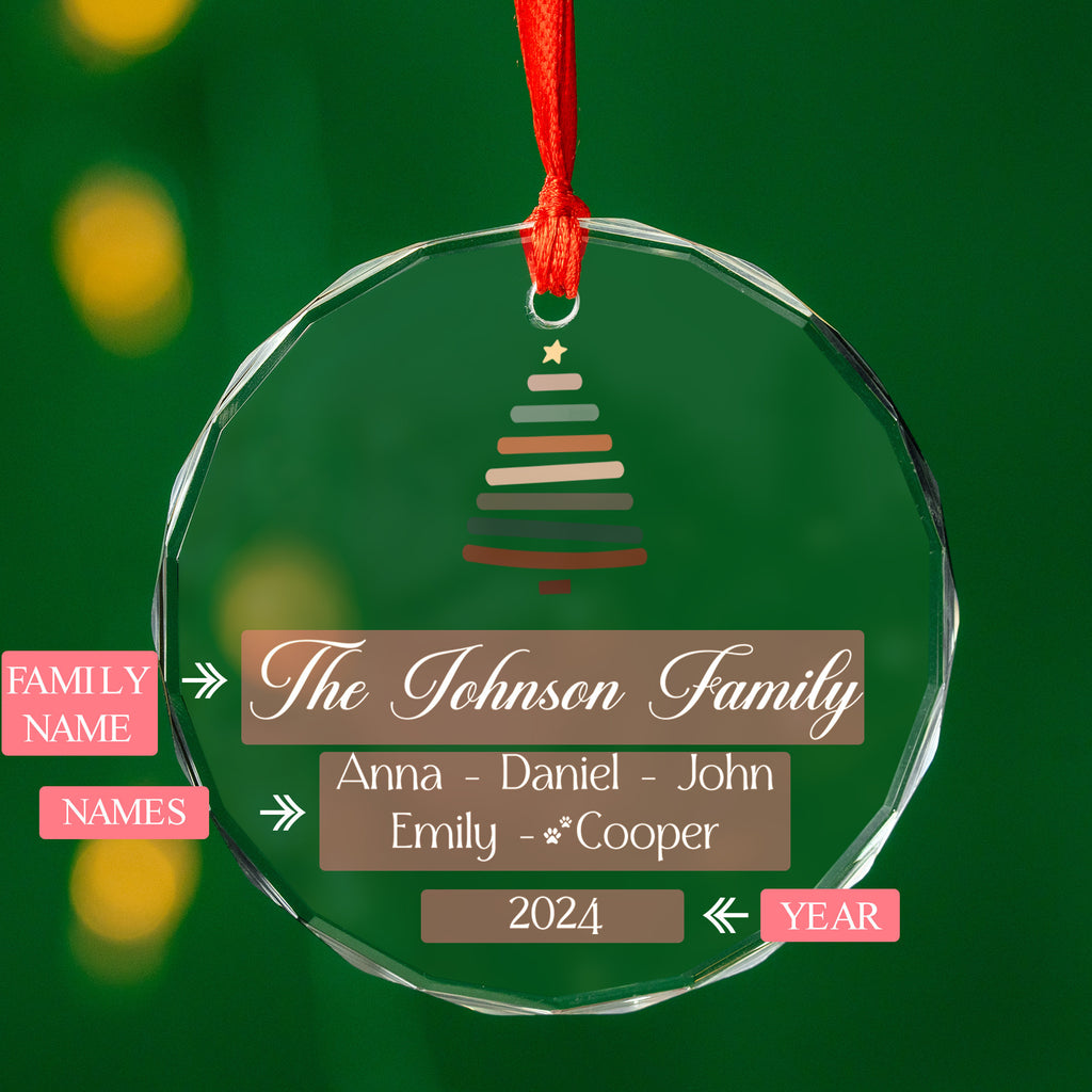 Personalized Family Name Glass Christmas Ornament with Pet Names, Christmas Family Keepsake - image 8