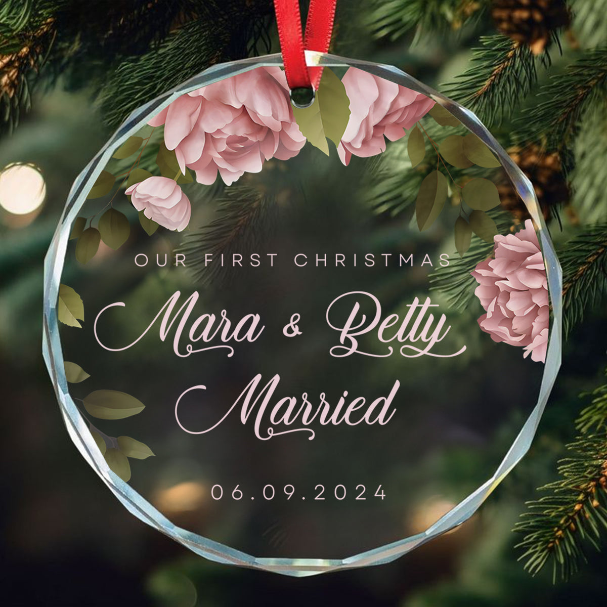 Personalized First Christmas Couple Glass Ornament, Engagement Keepsake Gift - image 2