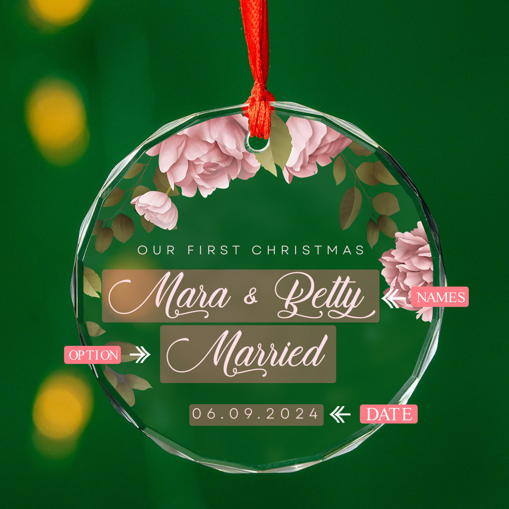 Personalized First Christmas Couple Glass Ornament, Engagement Keepsake Gift - image 8