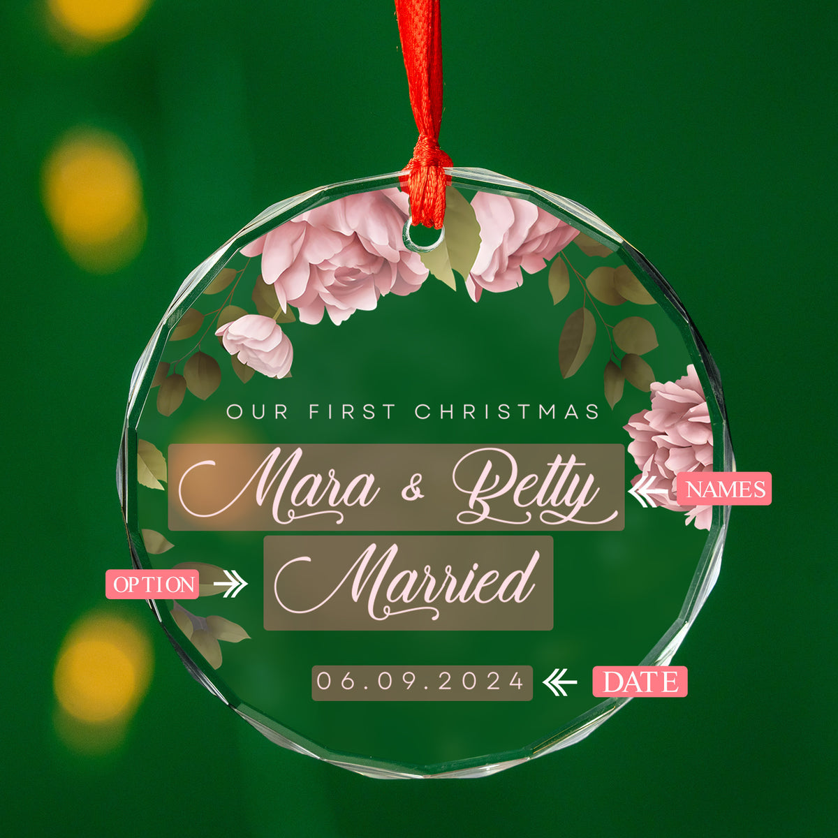 Personalized First Christmas Couple Glass Ornament, Engagement Keepsake Gift - image 8