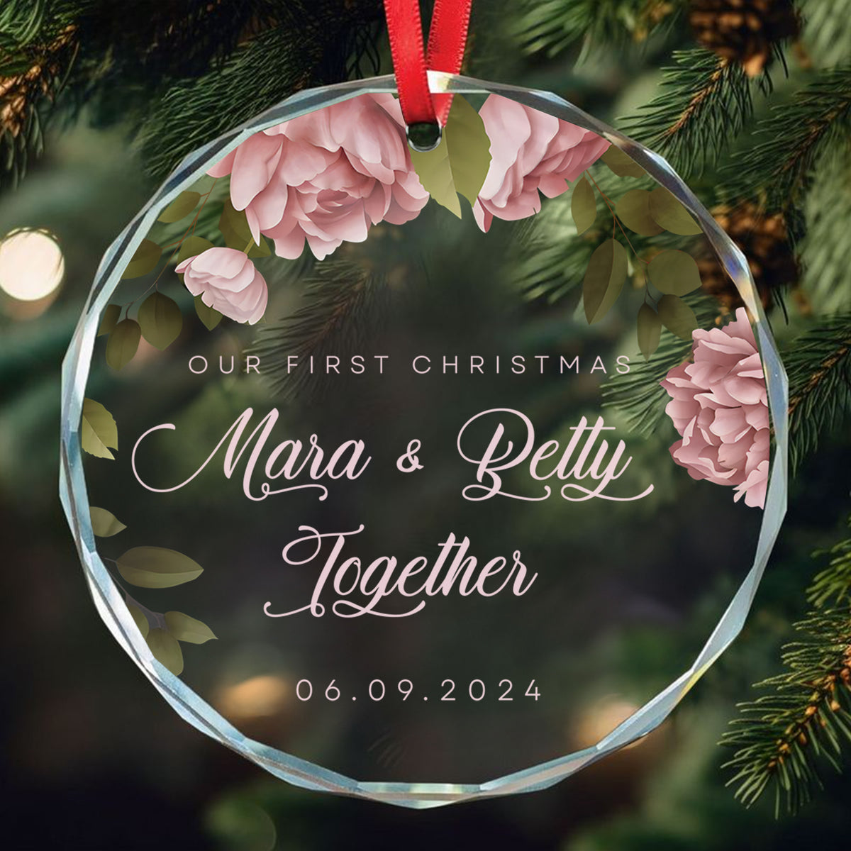 Personalized First Christmas Couple Glass Ornament, Engagement Keepsake Gift - image 14