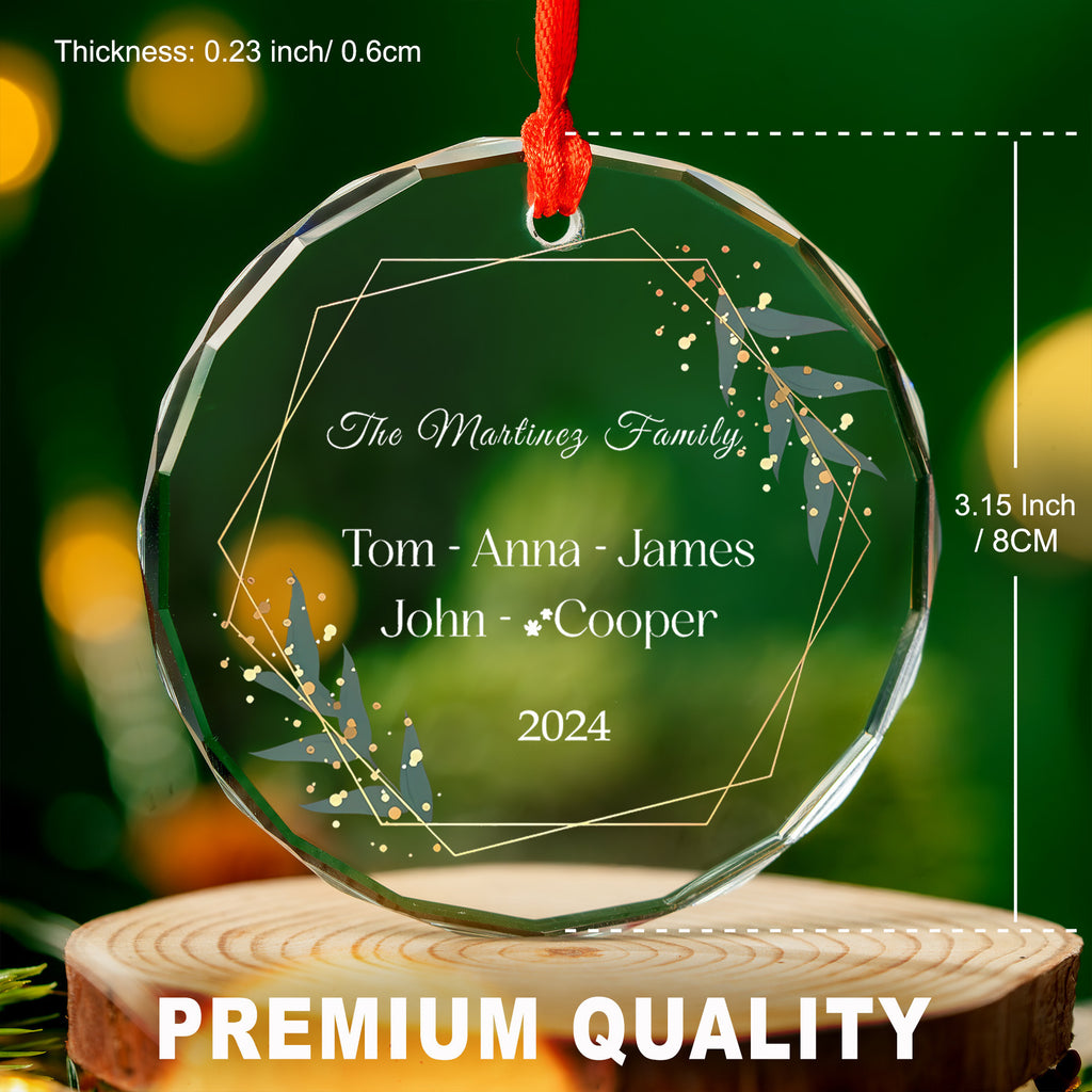Personalized Grandkids Family Glass Christmas Ornament with Pet Names, Grandparents Gift - image 2