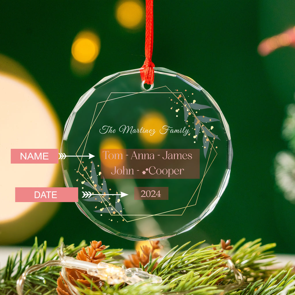 Personalized Grandkids Family Glass Christmas Ornament with Pet Names, Grandparents Gift - image 3