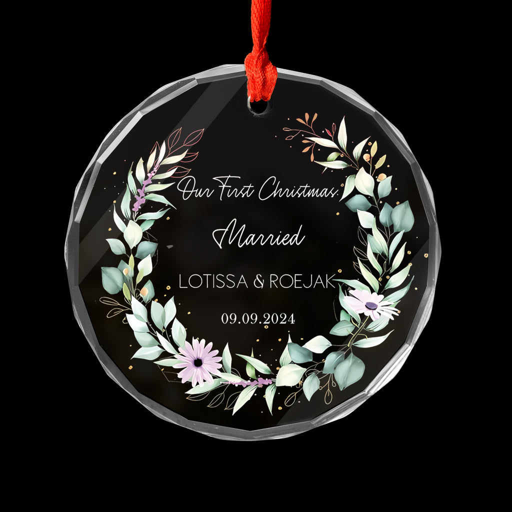 Personalized First Christmas as Married Tree Glass Ornament 2026, Wedding Gift - image 4