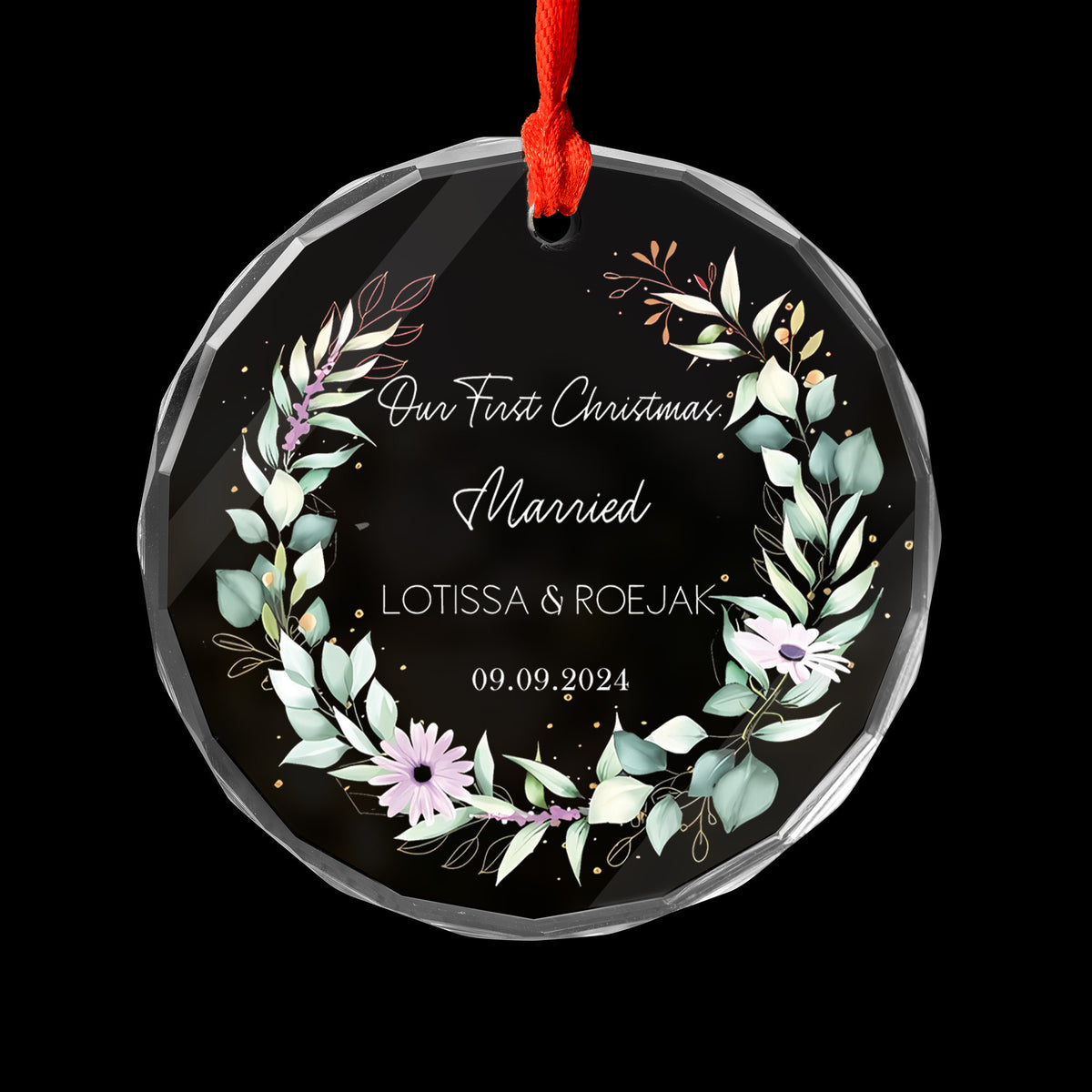 Personalized First Christmas as Married Tree Glass Ornament 2026, Wedding Gift - image 4