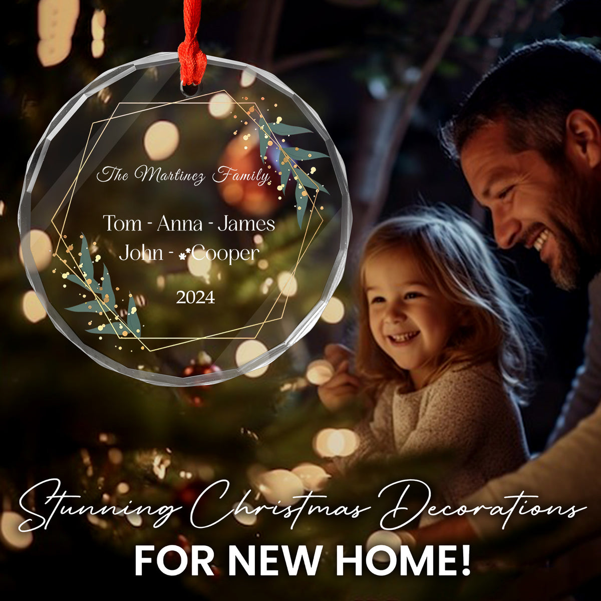 Personalized Grandkids Family Glass Christmas Ornament with Pet Names, Grandparents Gift - image 6