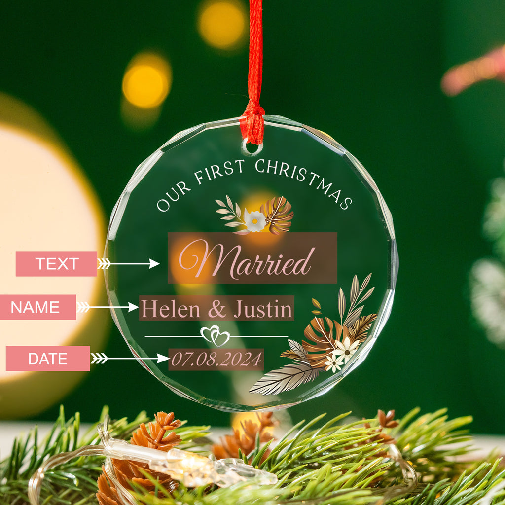 Personalized First Christmas as Married Glass Ornament 2026, Wedding Keepsake - image 3